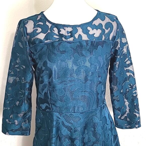 Stylewe Teal Midi-Dress with  Sweetheart Bust, Sheer Mesh Overlay, Sz Large, NWT - Picture 4 of 13